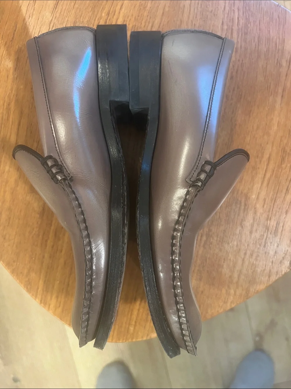 Men's Taupe Leather Slip-On Loafers Regal 50 Anniversary in Japan sz 24 1/2